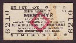 Railway Platform Ticket Merthyr BR(W) Red Diamond Edmondson - Europe