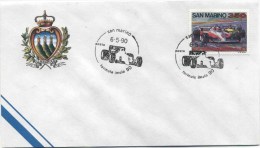 1990 San Marino, Automobilismo Formula Imola , Con Annullo Ufficiale - Variétés Et Curiosités