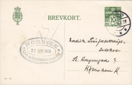 Denmark Postal Stationery Ganzsache Entier 10 Ø Wertziffer (87-H) Brevkort NORDISK Insurrance SORØ 1928 (2 Scans) - Entiers Postaux