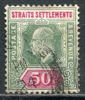 Straits Settlements 1904-10 Multi Crown CA 50c Ordinary Paper - Used - Straits Settlements