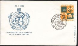 Yugoslavia 1959, Illustrated Cover "IUnited Nation Day" W./ Special Postmark "Sarajevo", Ref.bbzg - Cartas & Documentos