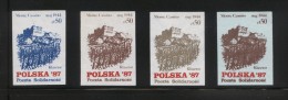 POLAND SOLIDARITY SOLIDARNOSC 1987 WW2 MONTE CASSINO MONASTERY BATTLE SITE SET OF 4 WORLD WAR 2 ARMY SOLDIERS MILITARIA - Viñetas Solidarnosc