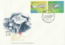 Macau 1999 First Portugal Macao Flight 75th Anniversary FDC - FDC