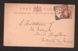 Great Britain 1887 Postal History Rare Postcard Victorian Postal Stationery London Squared Circles D.299 - Cartas & Documentos