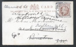Great Britain 1893 Postal History Rare Postcard Victorian Postal Stationery London Squared Circles D.300 - Covers & Documents