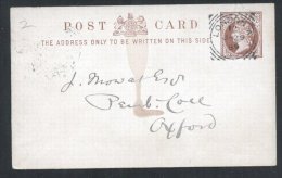 Great Britain 1889 Postal History Rare Postcard Victorian Postal Stationery London Squared Circles D.301 - Briefe U. Dokumente