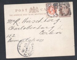 Great Britain 1896 Postal History Rare Postcard Victorian Postal Stationery London Squared Circles To Germany D.307 - Covers & Documents