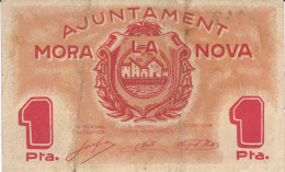 BILLETE LOCAL GUERRA CIVIL 1 PTS AYUNTAMIENTO MORA LA NOVA - Otros & Sin Clasificación