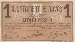 BILLETE LOCAL GUERRA CIVIL 1 PTS AYUNTAMIENTO DE NAVAS - Other & Unclassified
