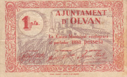 BILLETE LOCAL GUERRA CIVIL  1 PTS AYUNTAMIENTO D`OLVAN - Otros & Sin Clasificación