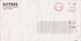 AMMOUNT 340, PARIS 119, RED MACHINE STAMPS ON COVER, 1992, FRANCE - Storia Postale