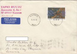 STAMPS ON COVER, NICE FRANKING, SATELLITE, 1992, FINLAND - Brieven En Documenten