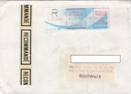 AMOUNT 25.4, PARIS LES TOURELLES, RED MACHINE STAMPS ON REGISTERED COVER, 1992, FRANCE - Briefe U. Dokumente