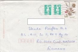 STAMPS ON COVER, NICE FRANKING, FLOWER, 1992, FRANCE - Briefe U. Dokumente