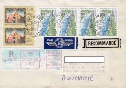 STAMPS ON REGISTERED COVER, NICE FRANKING, PAINTING, NAVIGATION CHANNEL, , 1992, FRANCE - Briefe U. Dokumente