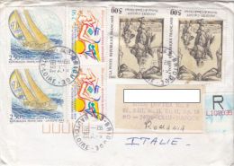 STAMPS ON REGISTERED COVER, NICE FRANKING, SHIP, ATHLETICS, PAINTING, PLANE, TAUTAVEL MAN, 1993, FRANCE - Covers & Documents