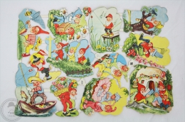 1960's Childrens Illustrations - Dwarfs - Die Cut/ Scrap Paper Full Sheet - Altri & Non Classificati