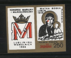 POLAND SOLIDARITY SOLIDARNOSC 1986 CATHOLIC UNIVERSITY LUBLIN MARIOLOGICAL CONGRESS GLOSSY PAPER MS MADONNA RELIGION - Solidarnosc-Vignetten