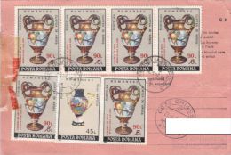 STAMPS ON RECEIVING CONFIRMATION, NICE FRANKING, PORCELAIN, 1992, ROMANIA - Storia Postale