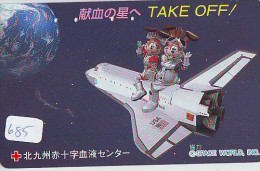 Télécarte Japon ESPACE * Phonecard JAPAN  (685) SPACE SHUTTLE * COSMOS * WELTRAUM * LAUNCHING * SATELLITE * RED CROSS - Espace