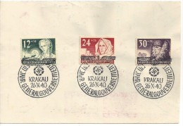 Generalgouvernement  1940  1 Jahr Generalgouvernment  FDC  Mi.56-58 - Governo Generale