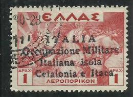 OCCUPAZIONE ITALIANA CEFALONIA E ITACA 1941 POSTA AEREA AIR MAIL MITOLOGICA 1 D + 1 DRACME USATO USED FIRMATO SIGNED - Cefalonia & Itaca