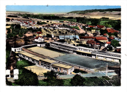 Blangy Sur Bresle Vue Aerienne Couleur Debut Des Années 70 Sur Le Bourg Avec Le Nouveau Groupe Scolaire En Premier Plan - Blangy-sur-Bresle