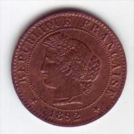 Cérès. 1 Centime 1892 A . - 1 Centime