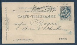 France 1888 Postal History Rare Old Pneumatic Postcard Postal Stationery Paris D.309 - Pneumatiques