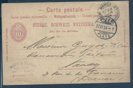 Switzerland 1894 Postal History Rare Old Postcard Postal Stationery To France D.317 - Storia Postale