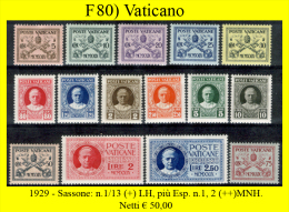 Vaticano-F0080 - 1929-Sassone: N.1/13(+)LH, + Esp.n.1/2(++)MNH - - Unused Stamps