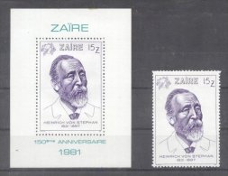 Zaire 1981 Heinrich Von Stephan Set + Perf. Sheet MNH DA.022 - Neufs