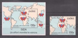 Zaire 1989 Fight Against AIDS Stamp + Perf. Sheet MNH DA.024 - Ongebruikt