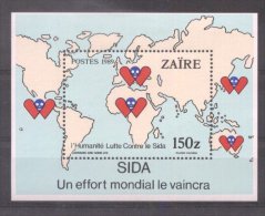 Zaire 1989 Fight Against AIDS Perf. Sheet MNH DA.025 - Ongebruikt