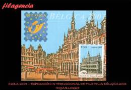 AMERICA. CUBA MINT. 2001 EXPOSICIÓN FILATÉLICA BÉLGICA 2001. EDIFICIOS NOTABLES EN BRUSELAS. HOJA BLOQUE - Unused Stamps