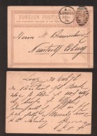 Great Britain 1876 Postal History Rare Victorian Foreign Post Card London Cancel D.355 - Lettres & Documents
