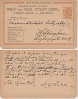 Finland 1880 Postal History Rare Postcard Stationery Card To Helsinki - Corner Knocks D.403 - Covers & Documents