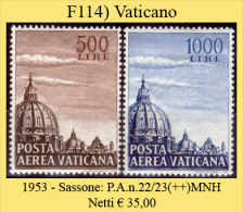 Vaticano-F0114 - 1953 - Sassone: P.A. N.222/23(++)MNH - Privi Di Difetti Occulti. - Poste Aérienne