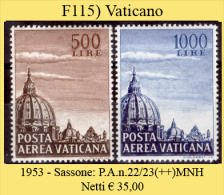 Vaticano-F0115 - 1953 - Sassone: P.A. N.222/23(++)MNH - Privi Di Difetti Occulti. - Airmail