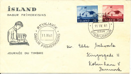 Iceland FDC 11-4-1961 STAMP´s DAY Complete Set With Cachet Sent To Denmark - Stamp's Day