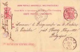 GRAND DUCHE DE LUXEMBOURG 1887 WILTZ  Entier Postal - Entiers Postaux