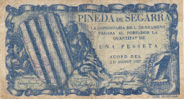 BILLETE LOCAL GUERRA CIVIL 1 PTS PINEDA DE SEGARRA - Otros & Sin Clasificación