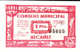 BILLETE LOCAL GUERRA CIVIL 1 PTS CONSEJO MUNICIPAL ALCAÑIZ - Sonstige & Ohne Zuordnung