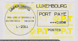 Luxembourg, Vignette D'affranchissementt Port Payé 2012, Sur Lettre - Automatenmarken