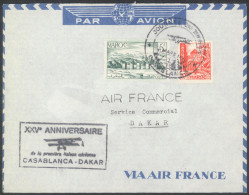 Air France 1960 25th Anniversary Flight Cover Casablanca - Dakar - First Flight Covers