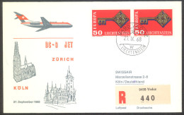 Swissair 1968 Zuerich - Koeln Registerd Vaduz First Flight Cover - Air Post