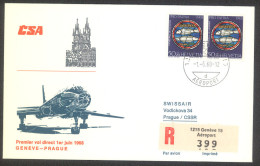 CSA 1968 Geneve - Prague Registered First Flight Cover - Premiers Vols
