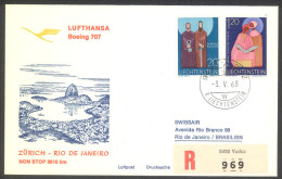 Lufthansa 1968 Zuerich - Rio De Janeiro Registered Vaduz First Flight Cover - Aéreo