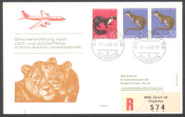 Swissair 1968 Zuerich - Johannesburg Registered First Flight Cover - First Flight Covers