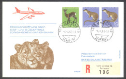 Swissair 1968 Zuerich - Geneve - Dar-Es-Salaam Registered First Flight Cover - First Flight Covers